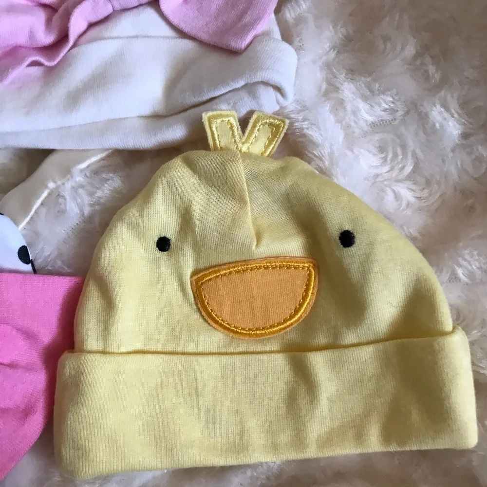 5 Piece Bundle Of Baby Girl Bow Beanie Cap Hats